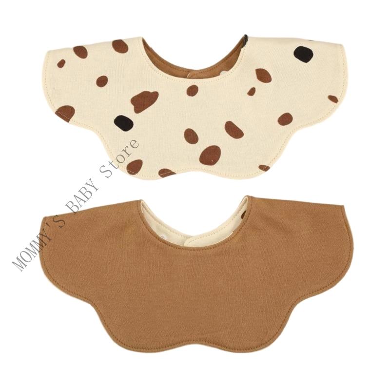 H3CD Reversible Cotton Baby Drooling Bib 360 Protections for Feeding Time Two Sided