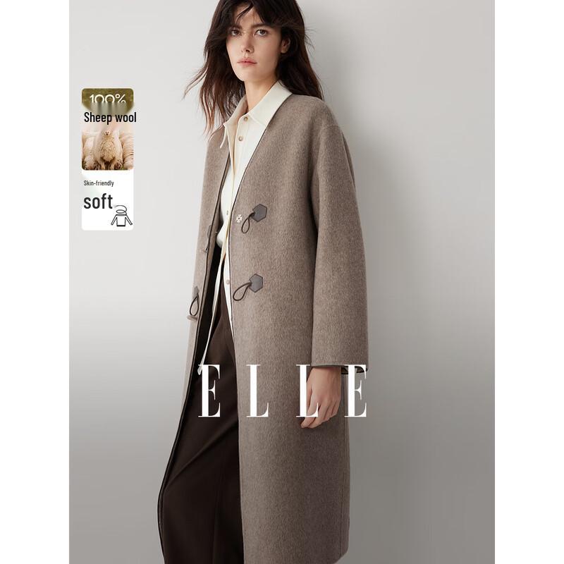 ELLE 100% Sheep Wool Retro Long Double-Sided Coat M