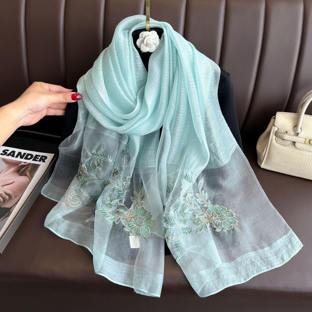 2025 Silk Women Scarf Warm Wool Shawls Lady Wraps Elegant Bufanda Floral Pashmina Embroidery Scarves Foulard  Hijab