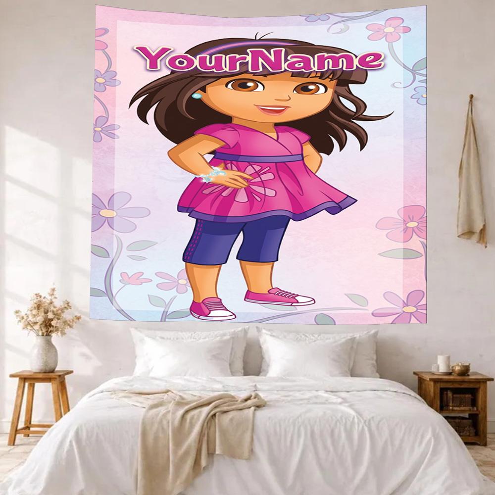 Dora Explorer Custom Your Name Wall Decor Tapestry Art For Pet Memorial Birthdaywedding Party Backdrop Family Gift