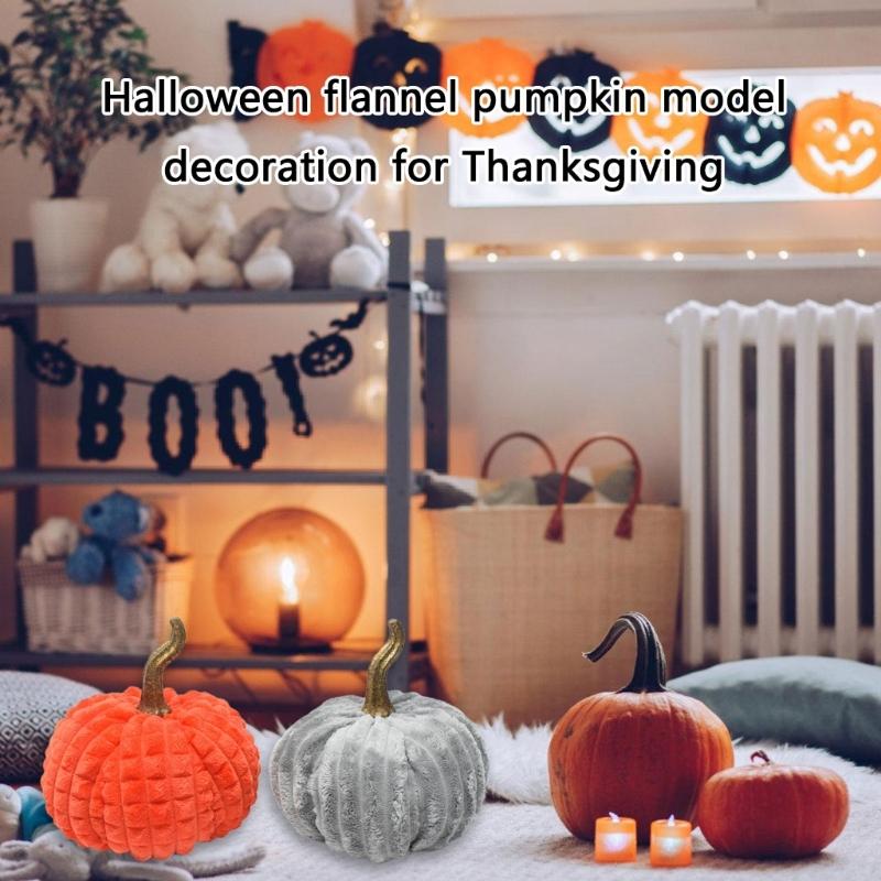 Thanksgiving Halloween Cloth Pumpkin Sculpture Ornament Nontoxic Velvets Decors Ornament For Living Room Office