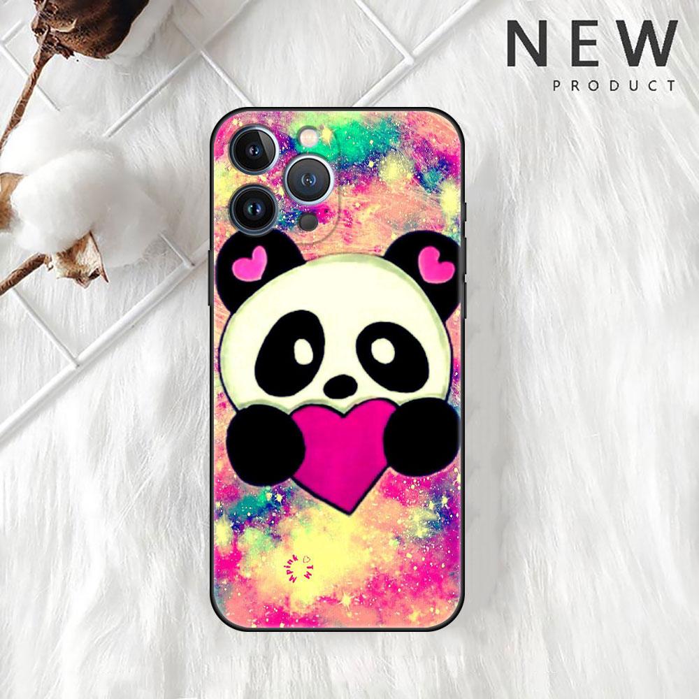 Niedliche Cartoon Tier Panda Hülle für Apple iPhone 14 Pro Max 13 11 12 Mini SE 7 8 Plus X XS 6 6S Silikon Handyhülle Weiche Funda