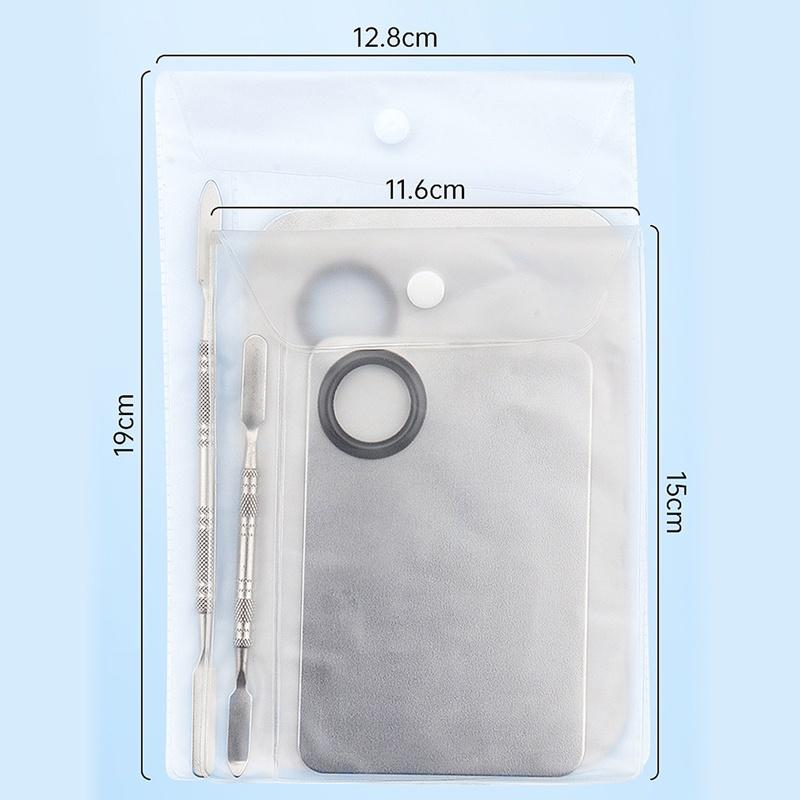 1 Set Stainless Steel Makeup Mixer Nail Polish Mixing Plate Foundation Eyeshadow Mixer Eyeshadow Palette with Spatula Rod