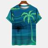 T-shirt Hawaiana da Uomo Stampata 3D, Maglietta Casual Estiva a Maniche Corte con Girocollo, Top con Stampa di Palma