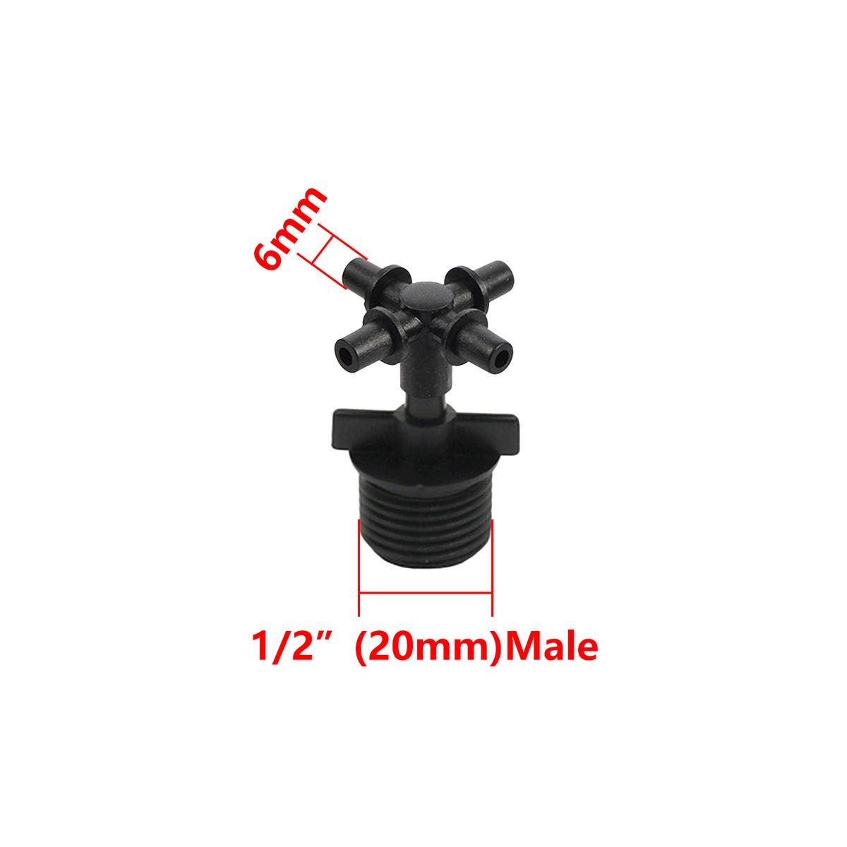 

6mm 5-way,6-way,7-way Splitters with 1/2 Inch male thread Greenhouse Garden cooling Mist nozzle connector 5 Pcs