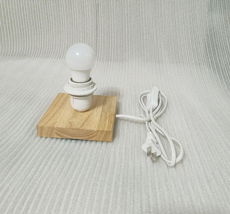 Solid Wood E27 Bedside Table Lamp Base with Switch - DIY LED Lamp Holder Accessories