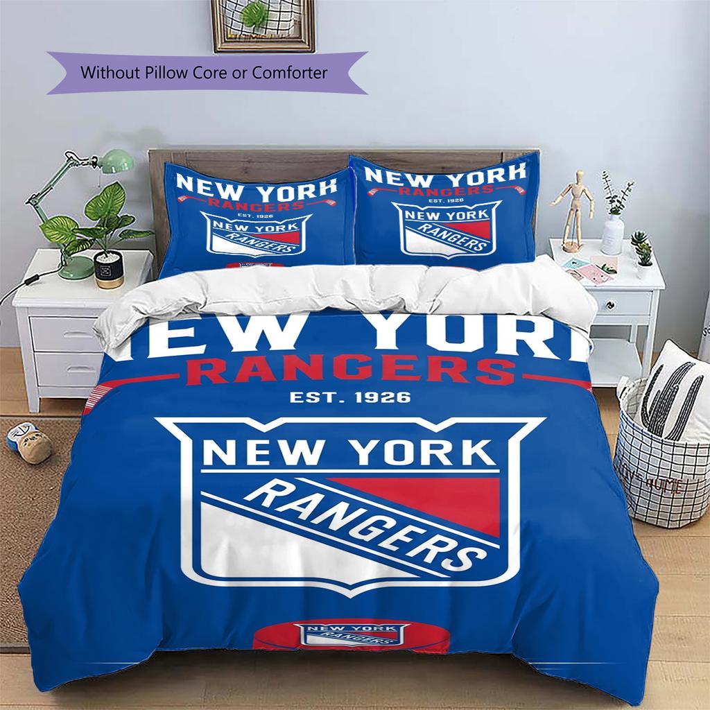 Set Biancheria da Letto con Fantasia New York Rangers Copripiumino Federa Decorazione per la Casa Regalo (1 * copripiumino + 2 * federa, senza nucleo)