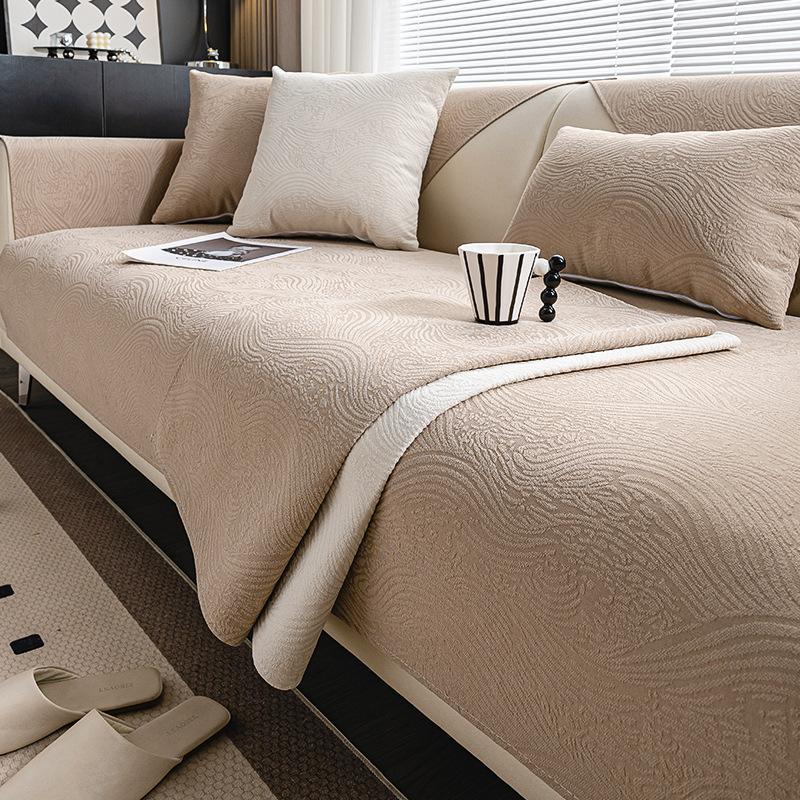 Sofa Cushion Cover Combination Chenille Anti-Scratching Non-Stick Wool Backrest Towel Nordic High-Grade Non-Slip Stain-Resistant Cushion