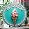 Ice Cream Retro Neon Style Vintage Tin Sign  Vintage Durable Metal Plaque Wall Decor Home Office Bar Man Cave Wall Art