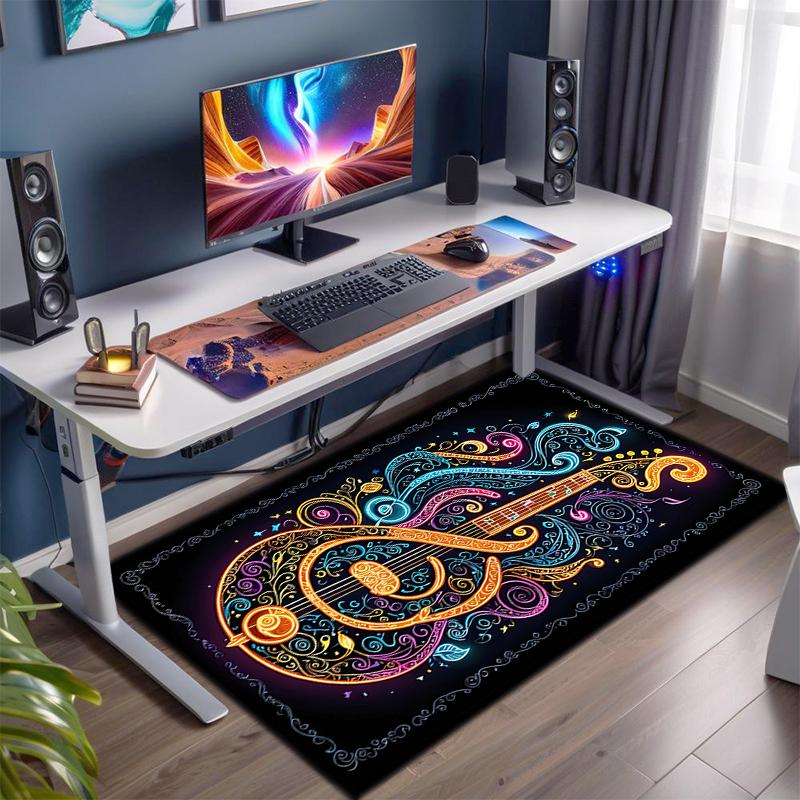 1Pc Musical elements Printed circular carpet, home door mat, outdoor travel protection carpet A10