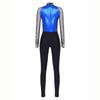 Sparkling Rhinestone Dance Leotard for Women, Full Body Long Sleeve Jumpsuit with Sheer Mesh Patchwork & Color Block Design