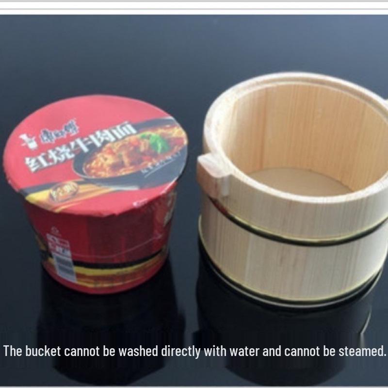 Wooden Rice Bucket with Lid: Insulated Serving Bowl and Spoon for Dining Table