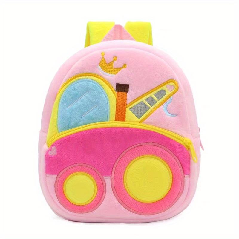 Cartoon Plush Kid Backpack Engineering Vehicles Kindergarten Schoolbag Baby Toddler Backpack 3D Excavator Tractor Backpack