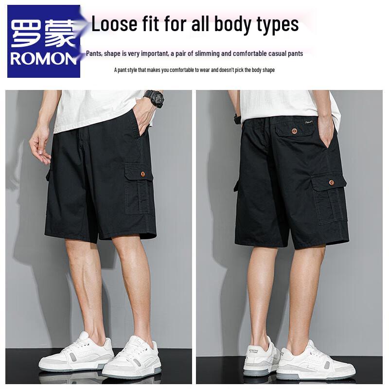 ROMON Men's Summer Casual Pure Cotton Workwear Shorts