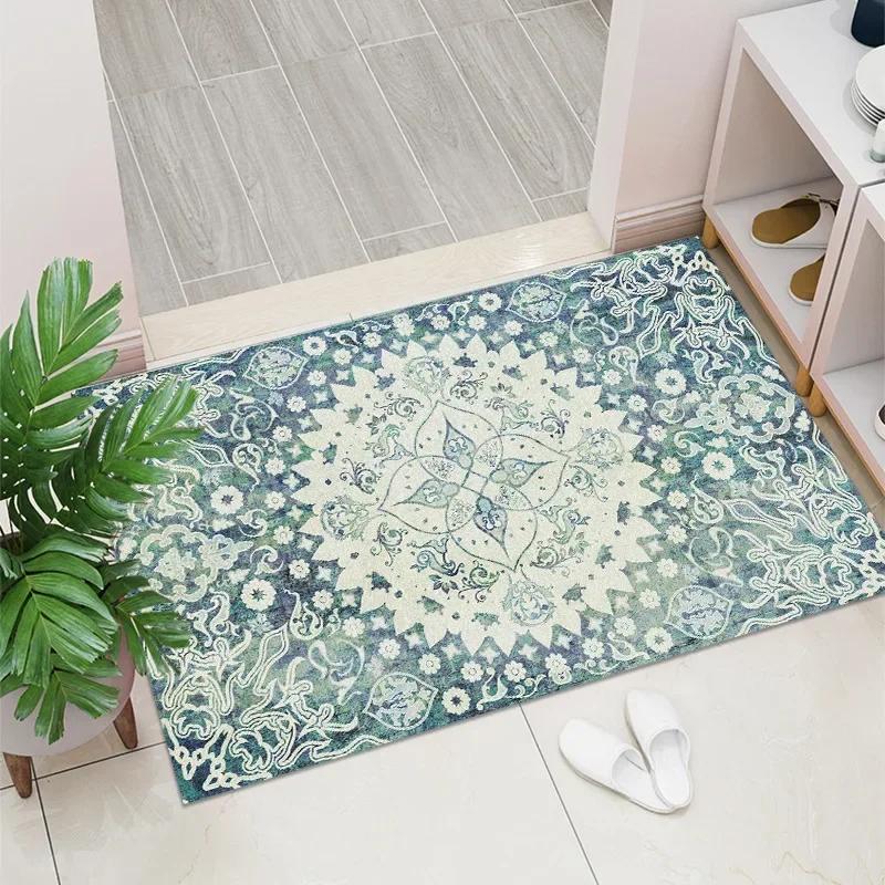1PC Vintage Red Living Room Rug Area Rug Washable Boho Rugs Carpet Non-Shedding Throw Rug for Farmhouse Indoor Kids Playroom