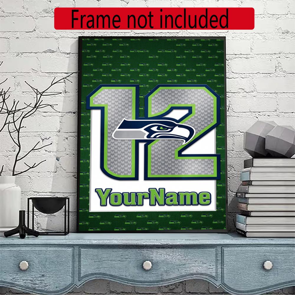 Seattle Seahawks Personalized Text Diamond Painting Round Diamond Mosaic Rhinestones Diamond Embroidery Craft Kit Wall Decor Without Frame