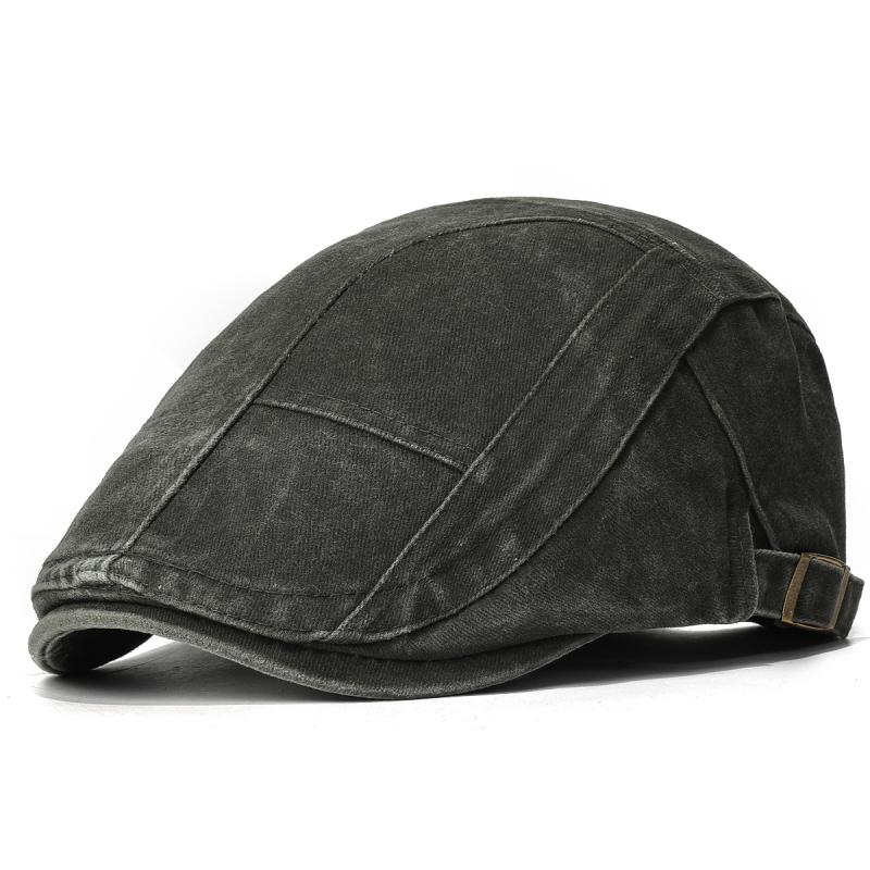 Washed Cotton Vintage Forward Cap Spliced Beret Hat Casual