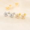 Elegant Zircon Flower Screw Back Earrings For Women Fashionable Small Exquisite Niche Design Studs Jewelry