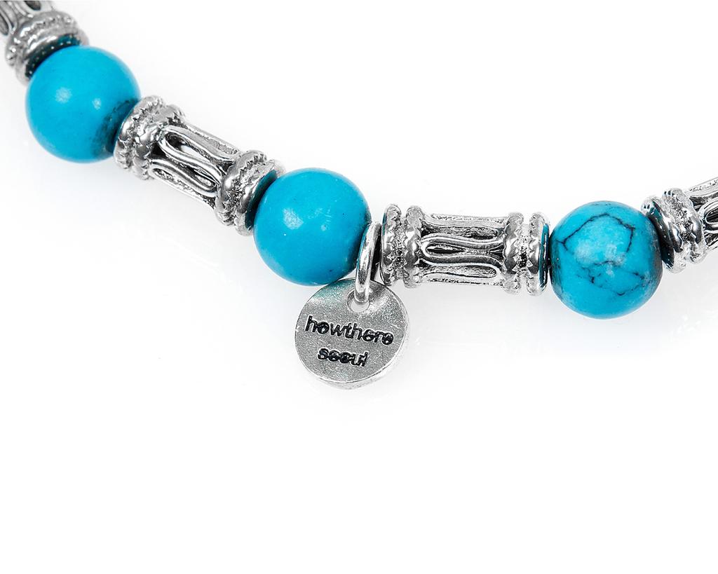 Howthere Silver Bracelet Ufo - Silver Bamboo And Light Blue Stone