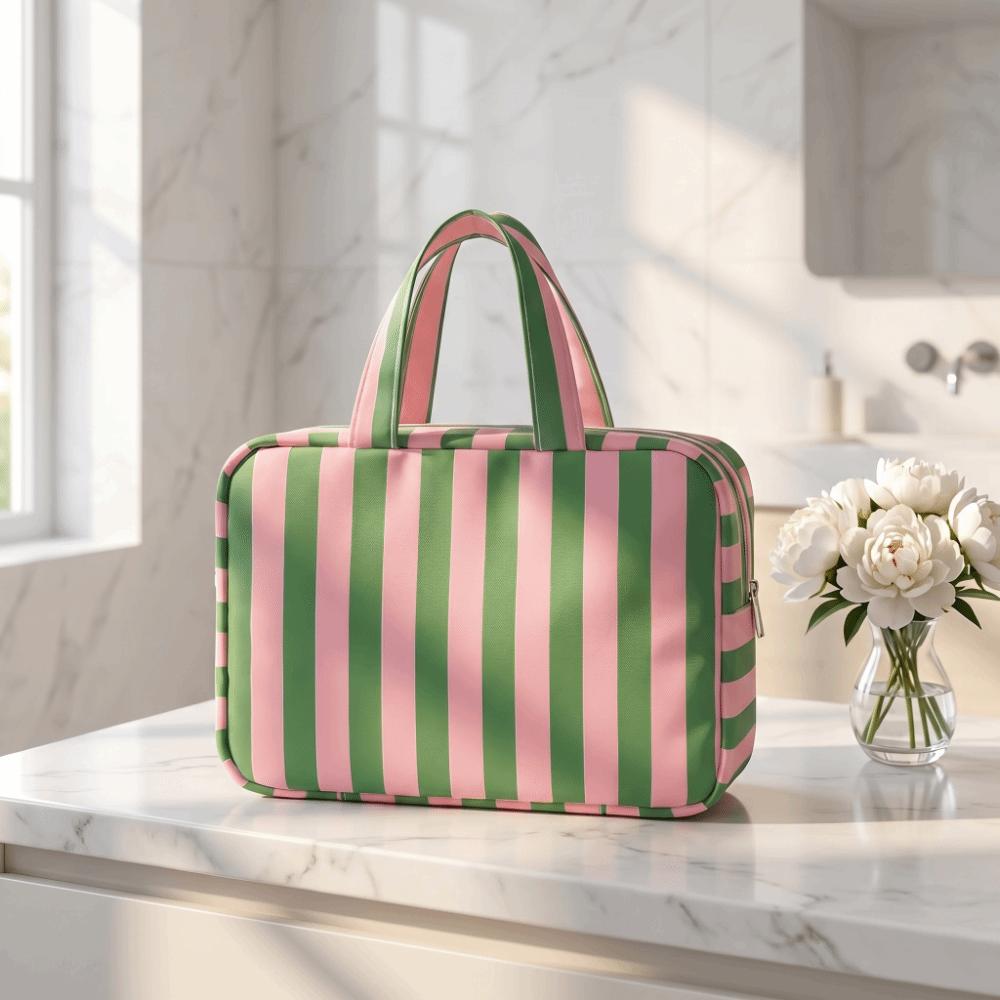 Striped Travel Storage Bag Large Capacity Clothing Bag Travel Wash Handbag  Beauty Tools Storage