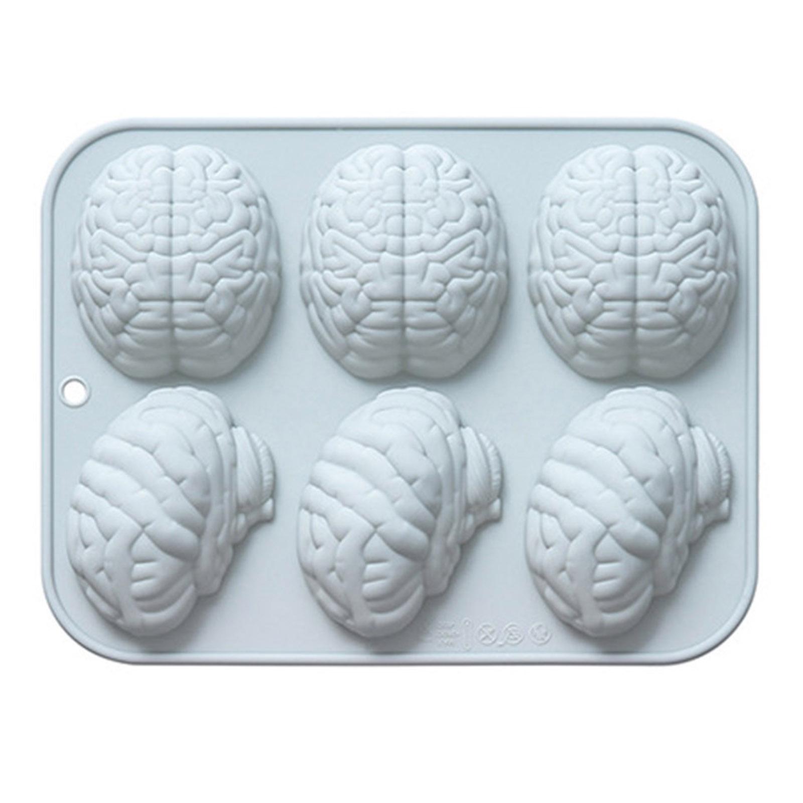 

6 Cavity Brains Silicone Mold Cake Pastry Baking Mold Cake Decorating Tool for Making Chocolate Fondant Candy Jelly синий