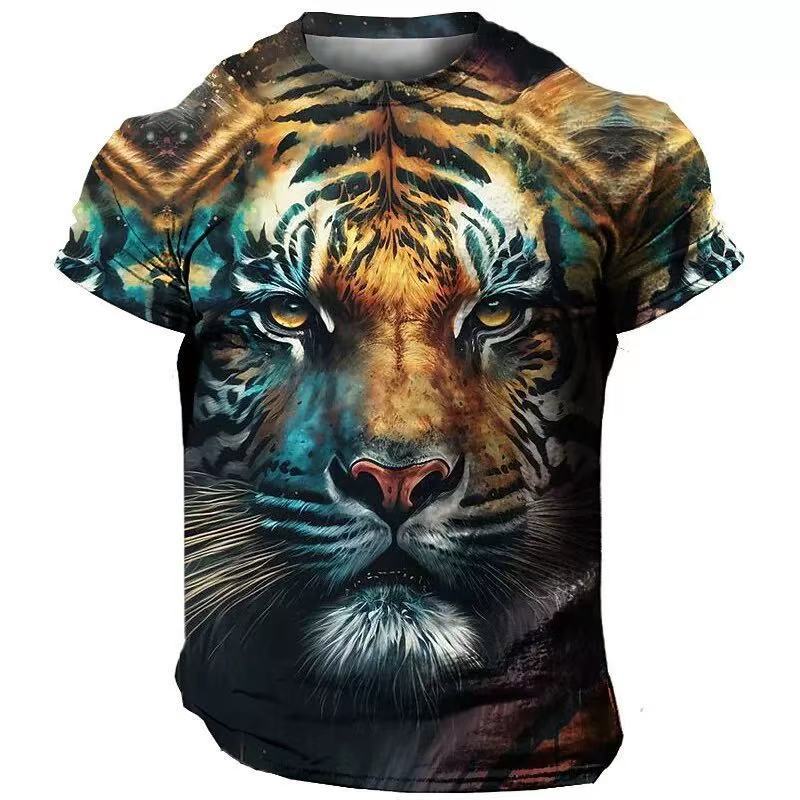 

Мужская футболка с 3D-цифровой печатью головы тигра Мужская футболка с принтом животных 6XL