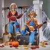 Halloween Banjo Playing Skeletons Decorations Outdoor/Indoor Halloween Party Decors Animated Skull with Light Up eye