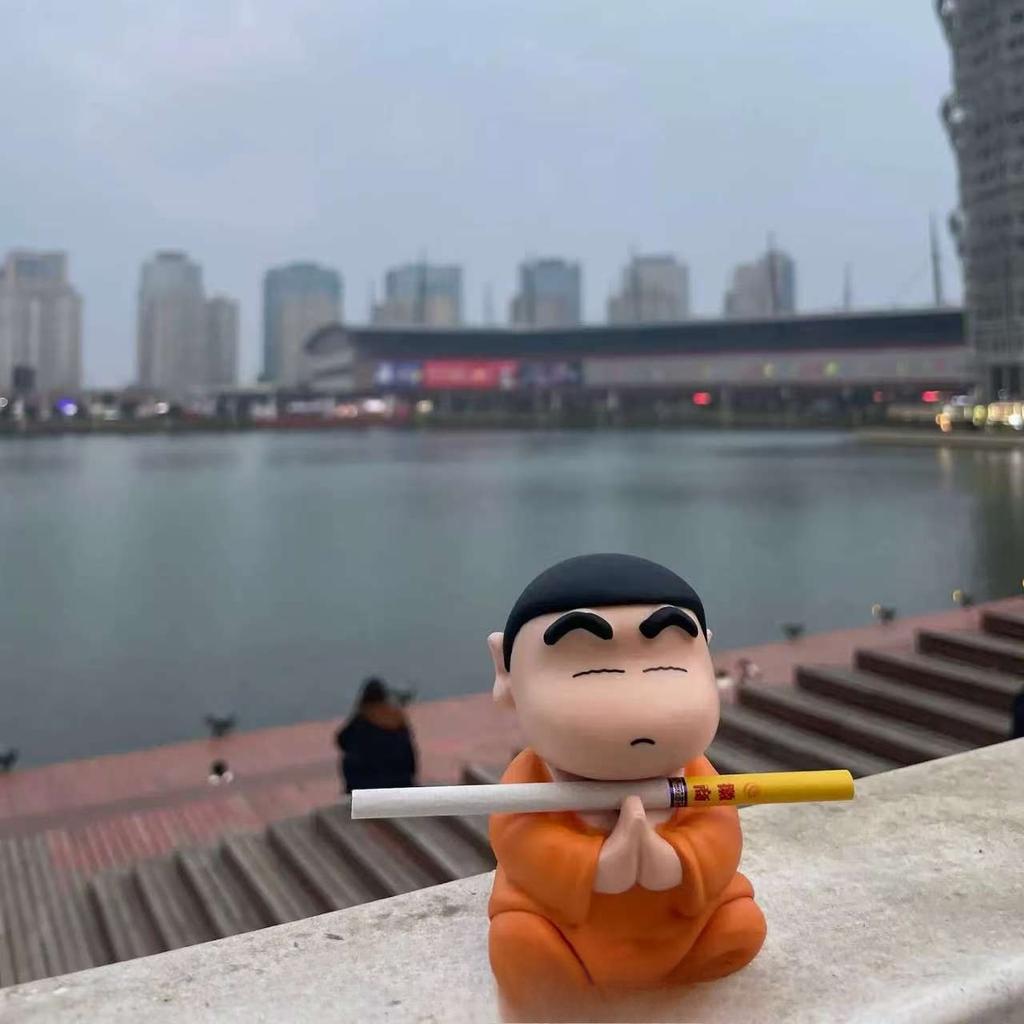 8cm Crayon Shin Chan Cos Buddha Good Luck Compassion Action Figure Funny Kawaii Doll PVC Model Toys Collection Children Toys