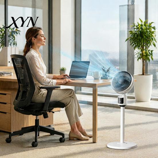 Floor Standing Fan Mini Fan, Portable USB Air Circulation for Home Office, 3 Quiet Speed Stand with 5m Airflow, Wide Angle Oscillating Cooling