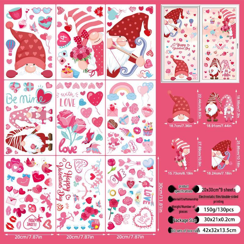 Valentine's Day 3D Heart Glass Stickers - Festive Window Decorations