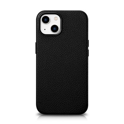 iPhone 14 Plus Magnetic Leather Case with MagSafe Litchi Premium Leather Case Black
