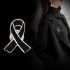 1/5/10Pcs Black White Ribbon Pin Badge Brooch Funerals Memorial Pin Enamel Black Ribbon Badge Mourning Badge Funeral Pin Brooch