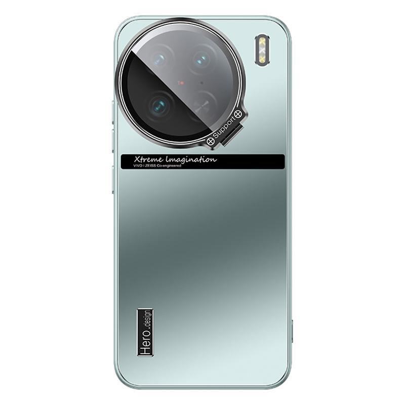 

For vivo X90 5G/X90s 5G Case TPU+PC Lens Kickstand Cover with Anti-slip Strips Cyan