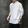 Men's Chinese Zen Hanfu: Long-sleeved Linen Cotton Top for Tea Service and Meditation
