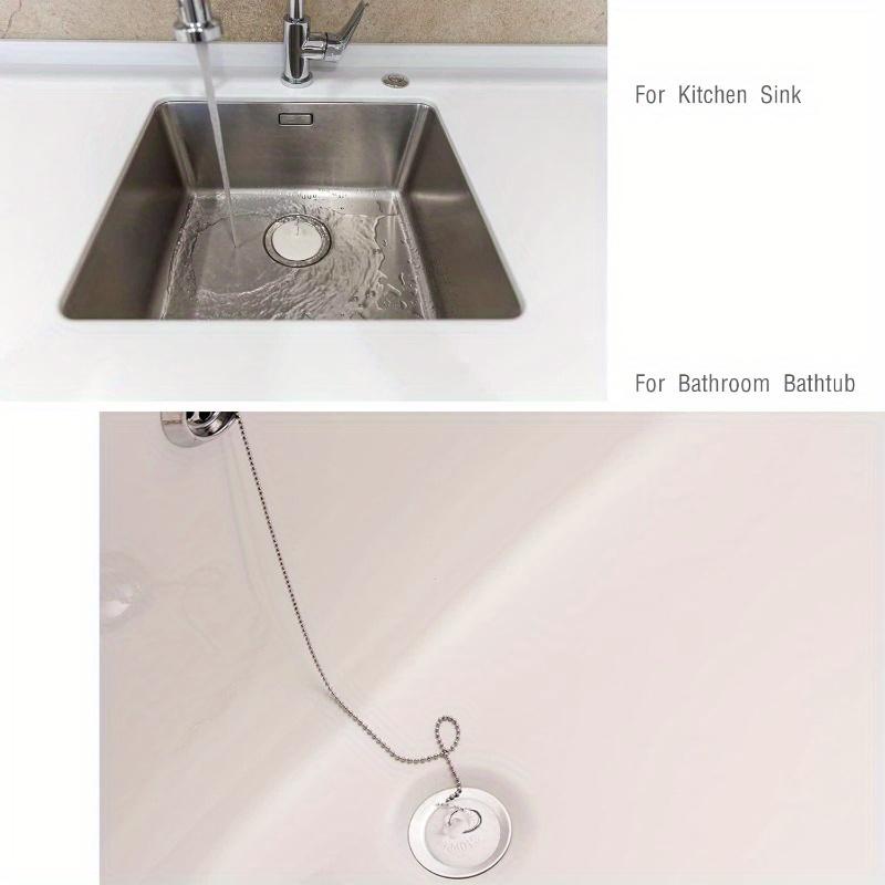 1pc Rubber Bathtub Stoppers Drain Plug with Stainless Steel Beaded Chain,Plug Fit for 1.5" To 2" Kitchen Sink, Bathroom