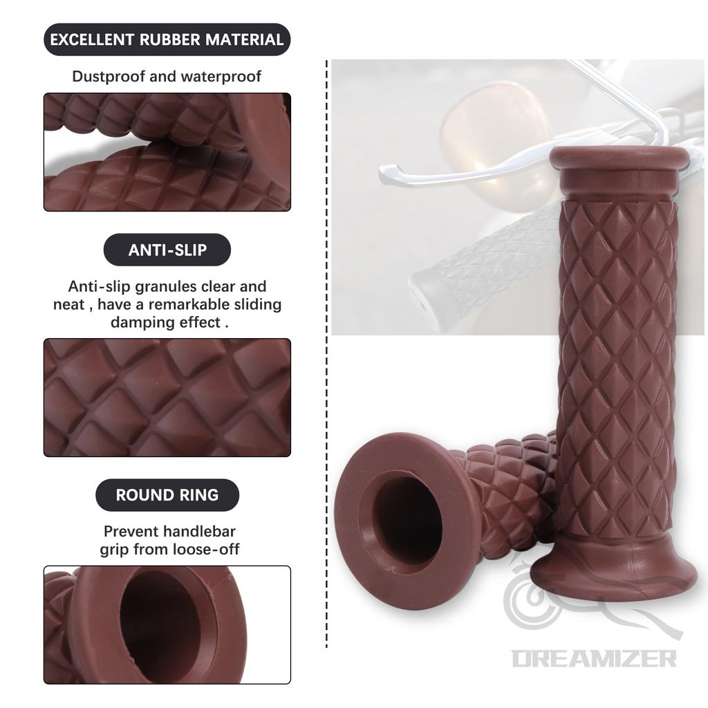 Univerzální 7/8" 22mm 24mm Retro rukojeti pro motocykly Protiskluzové pryžové rukojeti pro motocykly Moto Scooter Motocross Motorbike