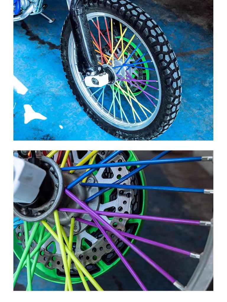 Motorcycle 24cm Colored Spoke Sleeves - 72 Pack, Eco-Friendly Radiation Decoration Strips