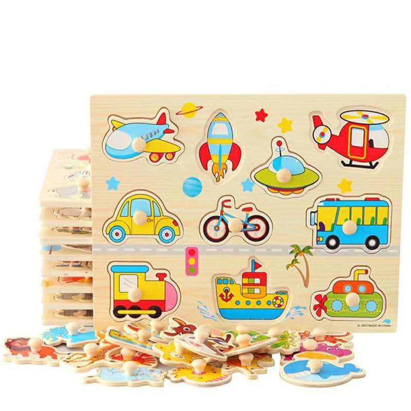 Montessori Wooden Puzzle - Animal Shape Matching Board for Fine Motor Skills, Early Learning Toy for Toddlers 1-3 Years Old.