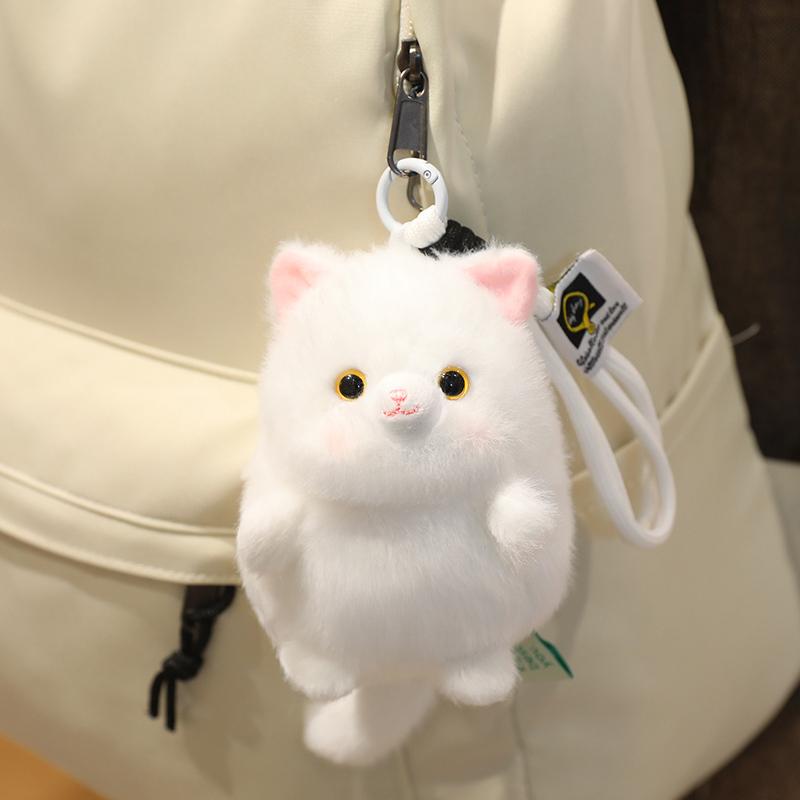12Cm Chubby Round Cute Plush Cat Keychain Soft Squeezable Stress Relieving Stuffed Toy Kawaii Kitten Calico Cats Doll