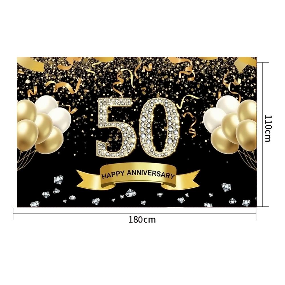 50th Anniversary Wedding Anniversary Decoration Black Gold 50th Anniversary Banner Backdrop Happy 50th Anniversary Party Decor