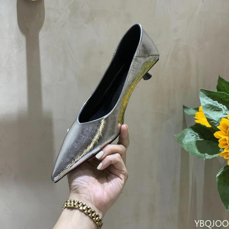 Fashion Naked Luxury Women's Shoes with Soft Leather Fine Heels Pointed Women Low Order Shoes Versatile Commuting Soft Leather Fine Heel