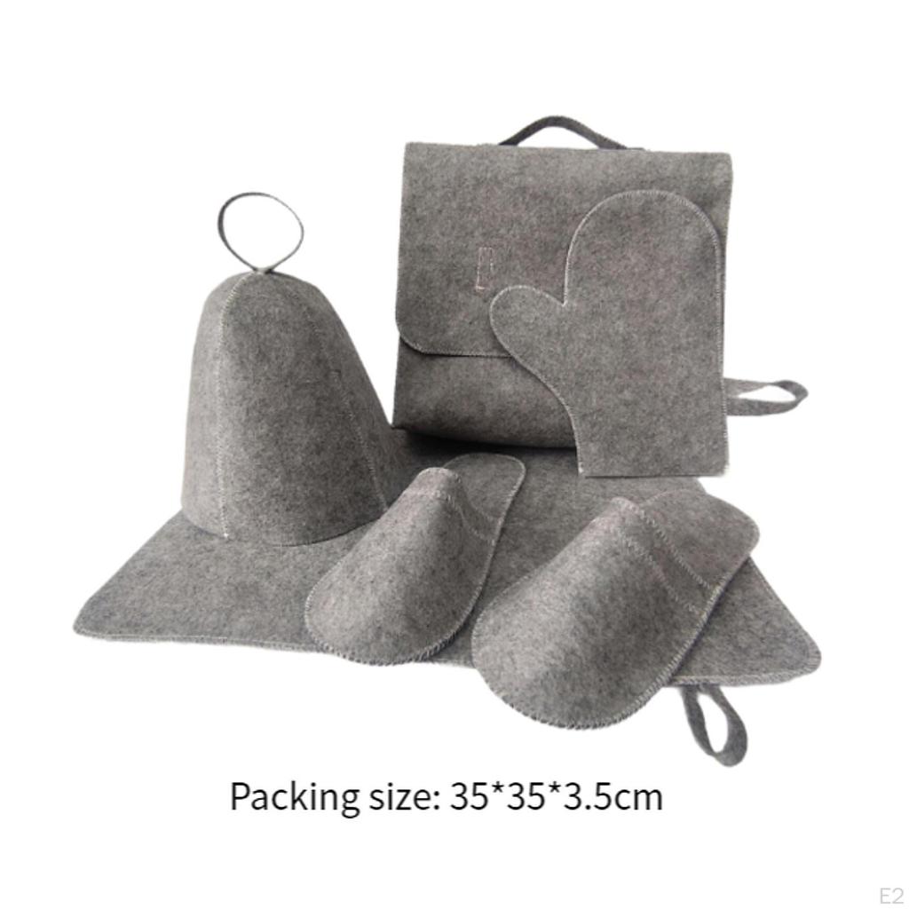 5 Piece Set of Sauna Hats And Seat Pads for Russian Bath