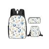 Muscheldruck 3 Stück/Set Rucksack mit Umhängetasche, Federmäppchen für Jungen/Mädchen Bestes Geschenk Cartoon Studenten Schultaschen