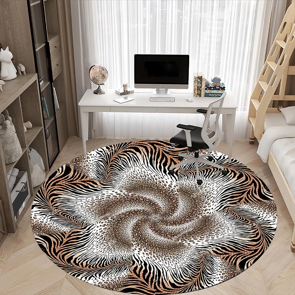 1pc Zebra Print Animal Office Round Area Rug, Indoor Mat Suitable ForOffice, Under Office Chairs Bedroom Living Room Home Decor, Room Deco q085