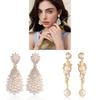 Luxury Pearl Drop Earrings With Cz Micro Pave Geometric Design For Women
