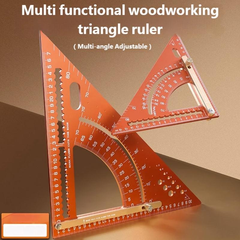 Adjustable Aluminum Alloy Triangle Ruler For Precise Angle Measurement And Straight Line Drawing Woodworking Projects
