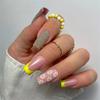 24Pcs Pink Matte French Leopard Square Coffin Press On Nails Artificial Acrylic Fake Nails For Women