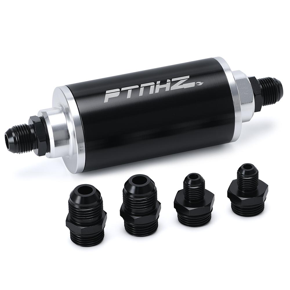 

58mm Universal Inline Fuel Filter with Adaptor AN6 AN8 AN10 Fittings 50 Micron Element And 60mmFuel Filter Bracket For Gasoline fuel filter