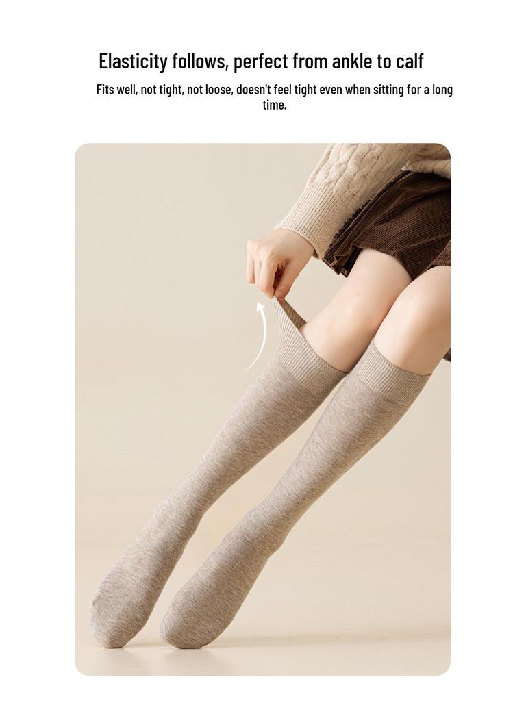Women's Coffee Wool Compression Socks: Slimming, Non-Slip, Warm JK Long Socks for Spring, Autumn, and Winter