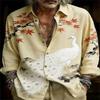Unique Artistic Peacock Maple Leaf Print Men's Shirt, Stylish Casual Wear